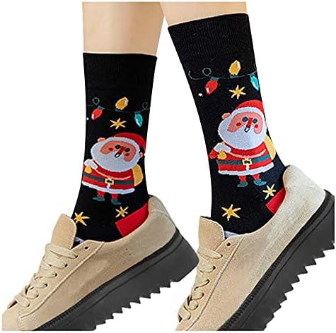 Божиќни Чорапи Жени Рефус Шарени Меки &засилувач; Еластични Обични Чорапи На Екипажот Гроздобер Елка Термални Чорапи За Жени