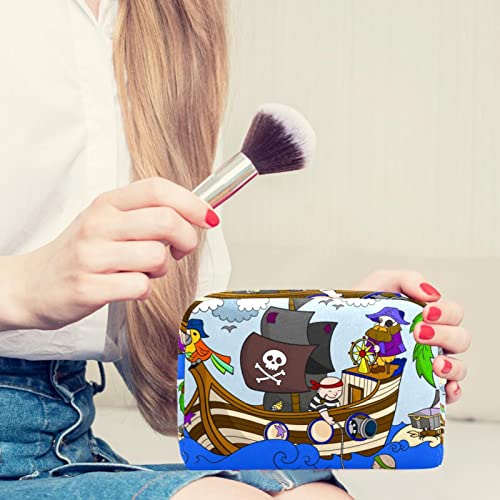 Цртан филм Пиратски Наутички Брод Папагал Ајкула Мала Торбичка За Шминка За Чанта Патување Козметичка Торба Пренослива Тоалетна Торба За