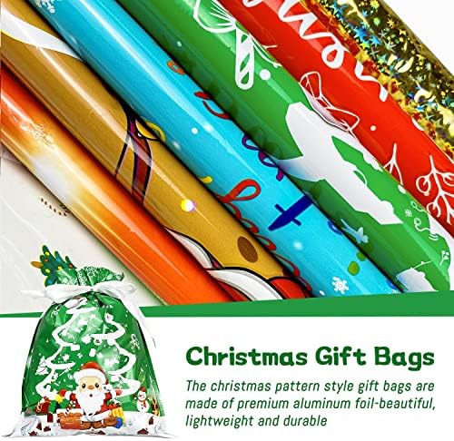 ИМИШМ Божиќни Торби За Подароци Со Врвки Божиќни Кеси За Завиткување Божиќни Чанти Божиќни Чанти За Божиќна Забава Со Врски Со Ленти Божиќни