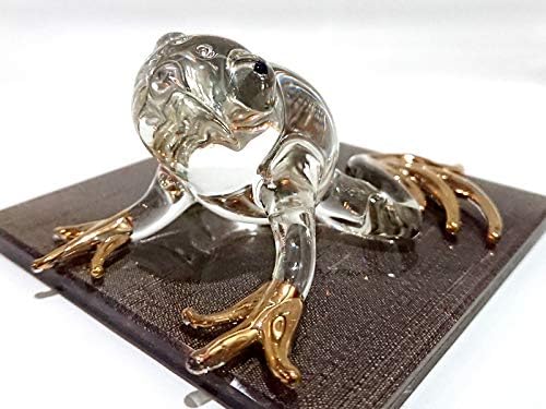 Sansukjai Frog Tiny Miniature Figurines Animals Animals Hand Brable стакло уметност колекционерски подарок