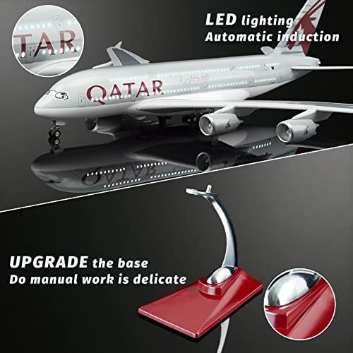 Изгуби Забава Парк 1: 160 Скала Голем Модел Авион Катар А380 Авион Модели Decast Авиони СО LED Светло За Собирање Или Подарок