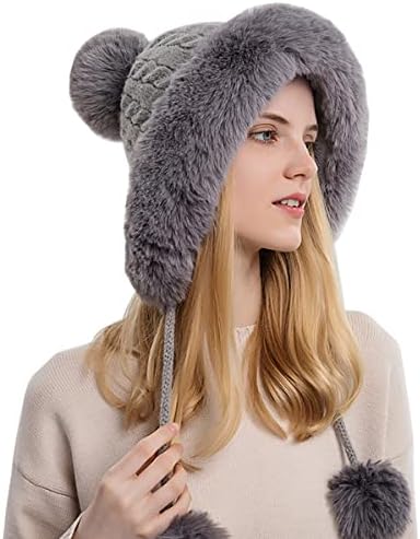 Јекеј жени зимски капи, топло зимски балаклава пулвер плетена капа зимска балаклава пулвер плетена капа