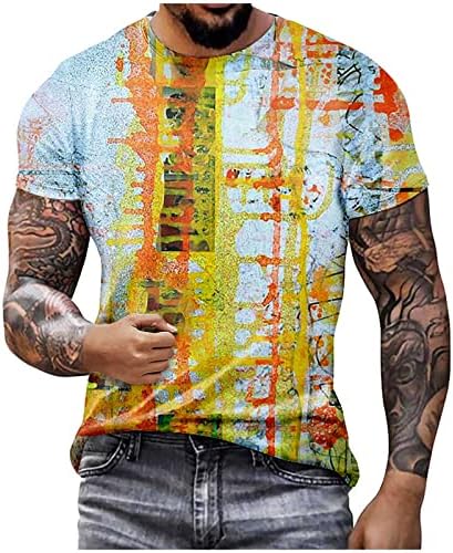 Маичка маица со кратки ракави хип-хоп графички тенок-фит-тит 3Д дигитално печатење обични врвови летни кошули за пулвер блуза блуза