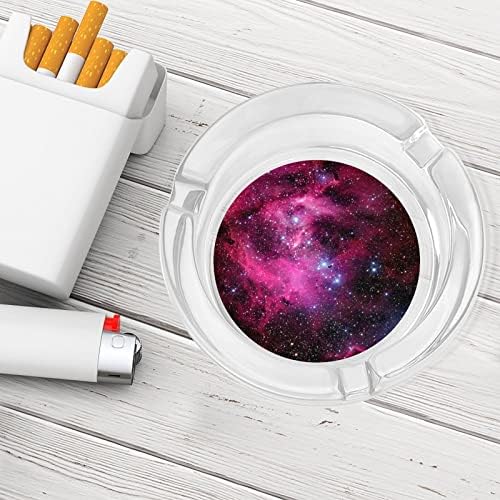 Небула црвена галаксиска стаклена пепел за цигари за цигари класичен круг чисти кристални пепелници