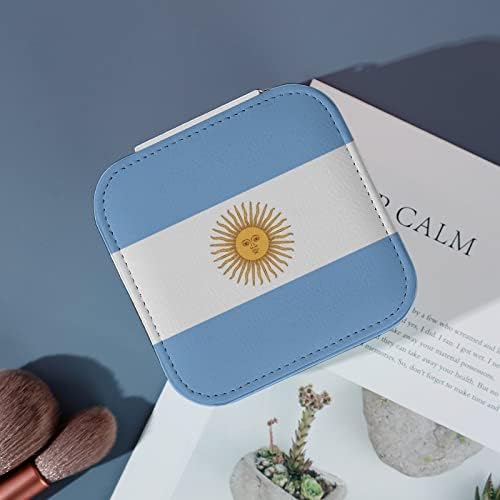 Аргентина знаме за накит кутија Организатор за складирање на кутии за складирање Подарок за жени Девојки обетки ѓердан прстени патуваат дневно