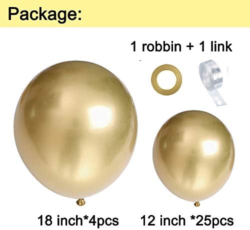 Метални златни балони поставени 18 инчи и 12 инчи дебели балони со хромирани латекс 31 парчиња за роденденски свадбен ангажман годишнини