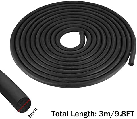 TA-VIGOR EPDM пена гума заптивка временска лента со временска лента 3мм дијаметар x 3 метри долга, цврста гумена пена временска заптивка