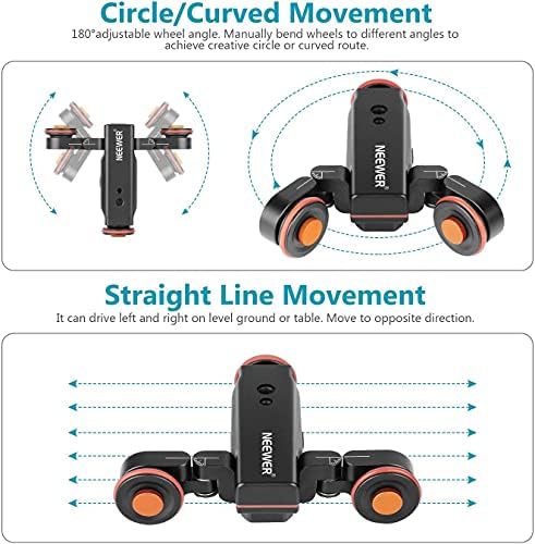 Neewer 3-тркала безжична видео камера Доли, 3-брзински моторизиран електричен патека за шини со шини со далечински управувач, компатибилен