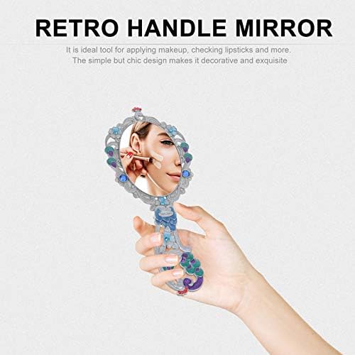 Солустра гроздобер стил, преклопен овален рачен огледало Девојче за козметичко огледало за шминка