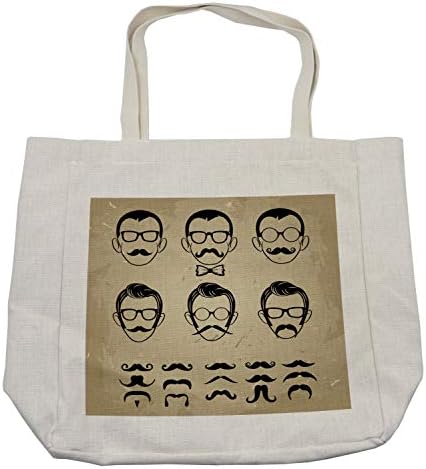 Торба за шопинг на Амбесон Гејк, машко силуети за лице кои покажуваат типови мустаќи и фризури, слика, еколошка торба за еднократно