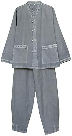 Алтаир мажи жени памук 100 панталони со кошула поставени Ханбок Зен Медитација облека, Храмот облека