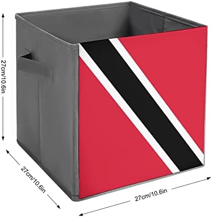 Тринидад И Тобаго Знаме СТП Кожа Склопувачки Канти За Складирање Платно Коцка Организатор Кошница Со Рачки