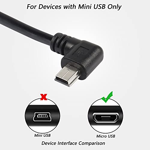 CERXIAN 90 Степен Мини USB Краток Кабел, 1ft Агол USB 2.0 Тип А На Лево &засилувач; Прав Агол Мини Б 5 Пински Кабел За Полнење