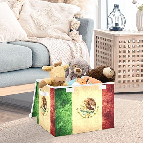 Крафиг Гроздобер Мексиканско Знаме Преклоплива Кутија За Складирање Голема Коцка Организатор Канти Контејнери Корпи Со Капаци