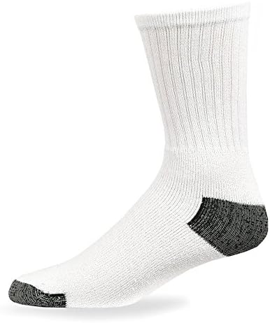 4 Пара Машки Бели Спортски Чорапи На Екипажот Памучно Теле Атлетска Амортизирана Големина 10-13