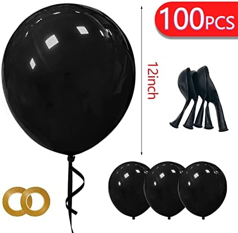 Црн Латекс Балони 100 Пакет 12 Инчен Црн Круг Хелиум Балони Партија Балони За Роденден Црна Тематските Свадба Дипломирање Нова