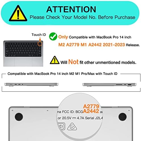 Mosiso компатибилен со MacBook Pro 14 Inch Case 2023 2022 2021 Објавување M2 A2779 A2442 M1 чип со лична карта, пластична јаглеродна влакна Текстура