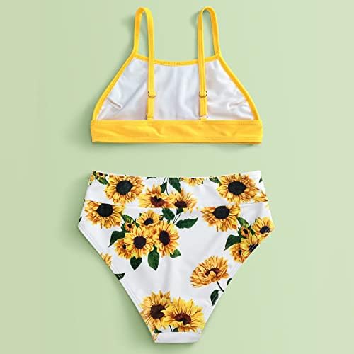 Облека за пливање девојки со големина 12 бикини костим за капење лето сет за пливање сет, шупливи девојки Девојки Рафли шема за капење