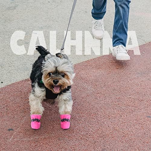 Чевли за кучиња Calhnna кученце шепи за кучиња чевли за кучиња за чизми за кучиња со топло тротоарот со анти -лизгачки чорапи мачки кучиња