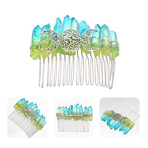 Frcolor Crystal Combate Class Gradient Crystal Moon Hair Side Comb Vintage Decorative Wedding Comb Comb Clip Clip за жени