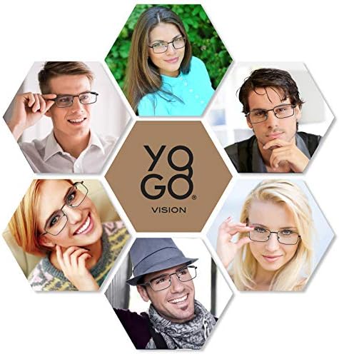 Јого Визија Бифокални Очила За Читање 2 Пакувајте Метални Читачи Со Целосен Раб Правоаголни Очила за Читање Мажи и Жени +2