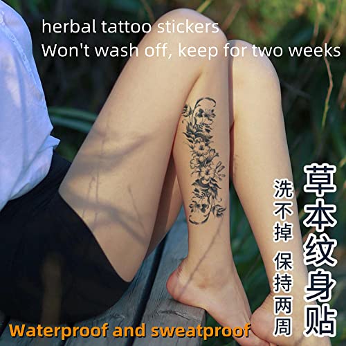 6 Листови Билен Сок Налепници За Тетоважа Водоотпорна И Отпорна На Пот Симулација Полу Трајна Тетоважа Со Половина Рака