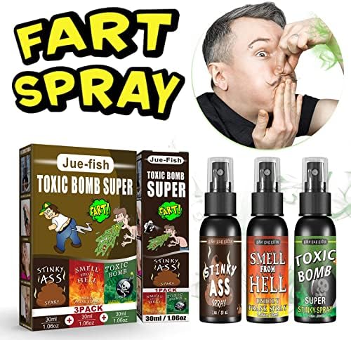 Fart Spray, 3PC Prank Fart Spray Extra силен, 30 ml моќен спреј за прдење, смрдлив спреј за прдење и мирис од пекол, 3 парчиња шега
