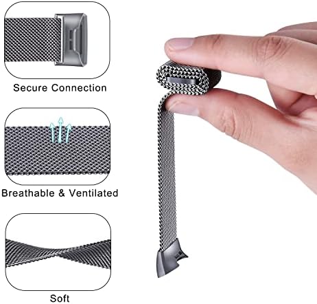 Метални ленти со ванкл за Fitbit Charge 3 опсег / Fitbit Charge 4 Band For Women Men, мрежна лента за дишење од не'рѓосувачки челик со прилагодлив