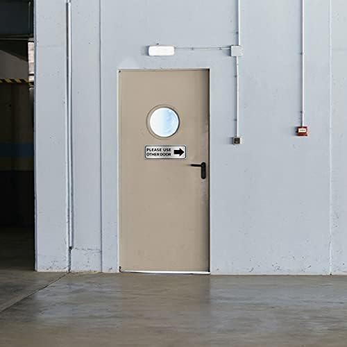 Ве молиме, користете друг знак на врата алуминиум 12x4 инчи само-лепете лево десно стрела метал водоотпорен за влез во деловна канцеларија 4 пакет