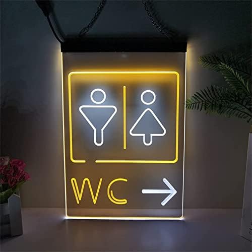 DVTEL WC Тоалет Неонски Знак Led Моделирање Светло Прозрачни Букви Табла Акрилни Панел Неонски Декоративни Светлина, 30x40cm Хотел Ресторан