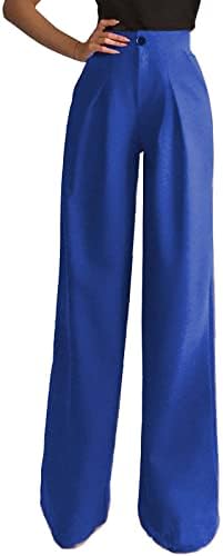 Облека за жени во Миашуи за патни жени цврсти обични половини широки нозе палацо панталони панталони жени панталони