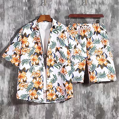 Skreojf Хавајски плажа со цветни кошула со кратки ракави за машки кошули
