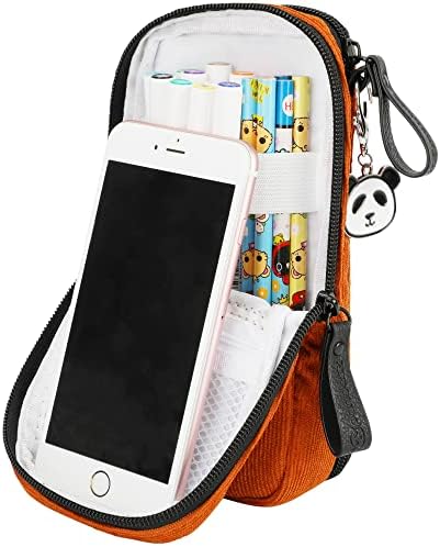 Pandasz 8,5 x 4 x 2 Слатка за молив - естетски торба со моливи 2 -во -1 Телефонски штанд за возрасни тинејџери деца - 2 оддели