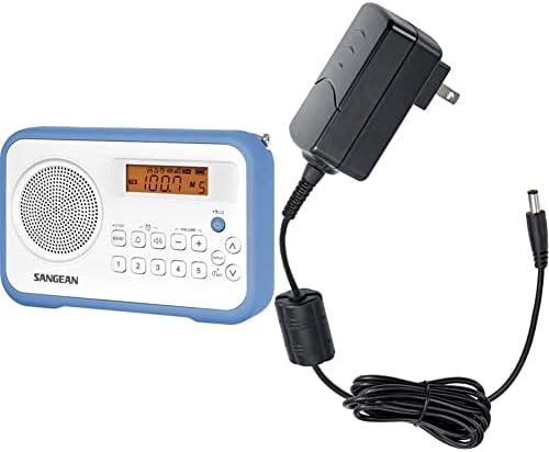 Sangean PR-D18BU AM/FM/Преносно дигитално радио со заштитен браник и ADP-PRD18 Адаптер за вклучување на AC за модели PR-D18, PR-D4W, SG-104