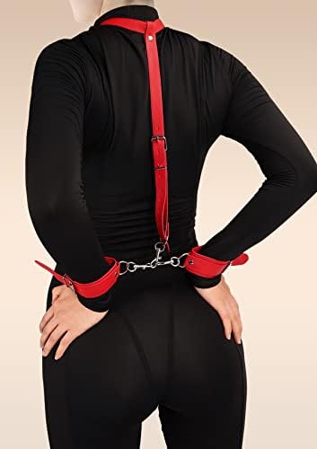 Секс ропство BDSM комплет за игра за двојки, ограничувања поставени со лисици на рацете на нозете и ленти за половината на бутот, модна
