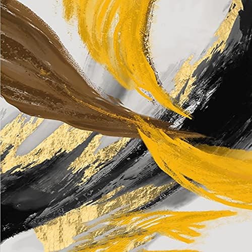 МКМКЛ Три-димензионално сликање со рачно насликано масло, вертикално жолто апстрактно декоративно платно сликарство, разнобојно