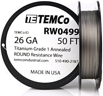 Temco Titanium Wire 26 мерач 25 ft Хируршка оценка 1 Отпорност AWG GA