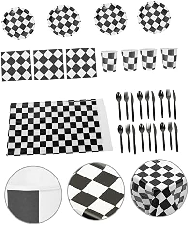 Totority 1 Поставете трки со тематски садови за трки со црна декорација за еднократна употреба на венец украсен партиски материјал