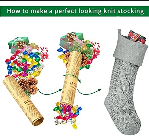 Големи божиќни чорапи од овин 18 инчи Божиќни чорапи двострани кабелски плетени Божиќни чорапи Бургундија црвена и крем за семеен