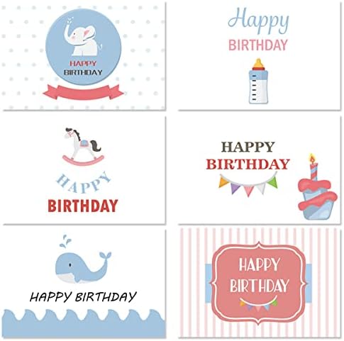 Сет од 6 дизајн среќен роденденски картички Масовно, симпатична картичка за туширање за бебиња за нова мама тато со занаетчиски