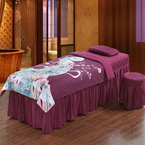 Печатење сетови за масажа за масажа, цврста боја, едноставен кревет за убавина за кревет, задебелен полиестер салон за масажа поставени