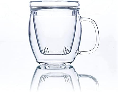 XJHOMA креативен дизајн стакло чајнички чаши чајни чаши w/ инфузер чај вода филтер [бр.153, обележан во опис]