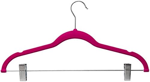 Дома -ИТ 10 пакувања закачалки за облека со клипови - розови кадифени закачалки - направени за закачалки за здолништа - закачалка за облека -