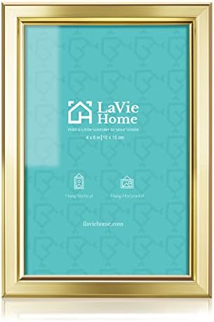 Lavie Home 4x6 Рамки за слики Едноставна дизајнирана фото рамка со стакло со висока дефиниција за монтирање на wallидови и табела на горниот