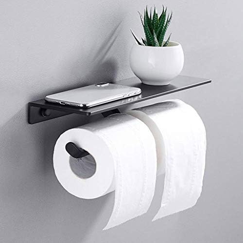 Држач за тоалетна хартија SXNBH, држач за хартија со двојна ролна со држач за телефони, држач за тоалетна хартија од 'рѓа и бања