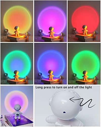 Проекција на зајдисонце на зајдисонце hухкте RL002, 7 RGB бои Промена на LED светилки LED светилки, 360 степени ротација USB -ламба за зајдисонце