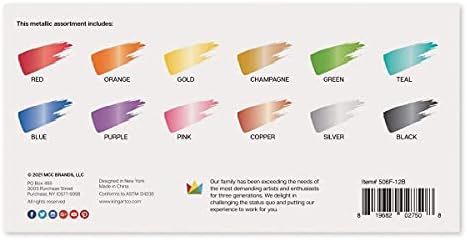 Акрилна занаетчиска боја на Kingart® Studio, 60мл шише, сет од 12 метални бои