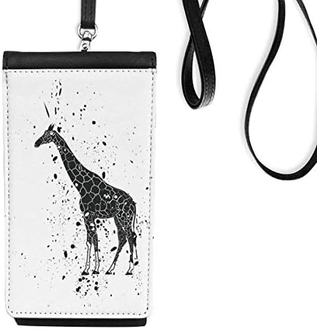 Мексиканска жирафа Едноставна црно -бела телефонска чанта за паричник што виси мобилна торбичка со црн џеб