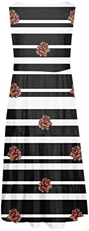 Женски ленти печати без ракави лежерни фустани o вратот лента над коленото лизгање цветна фустанка од плажа фустани