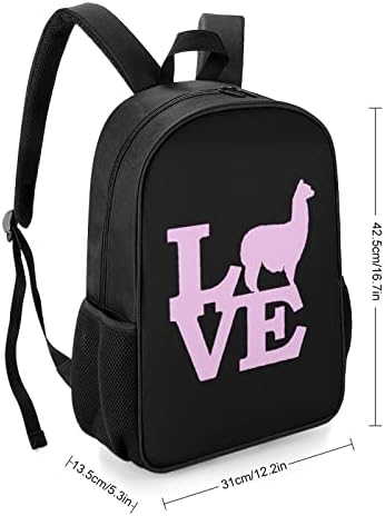 Loveубовта Alpaca Unisex ранец лесен дневен пакет торба со рамо со џебови со шише со вода